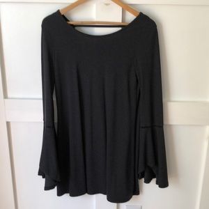 Charcoal gray flared sleeve dress